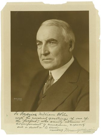 Lot #78 Warren G. Harding Signed Photograph - Image 1
